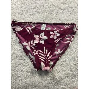 Dream Dream Bikini Bottom Womens‎ Large Maroon White Floral Swim Beachwear